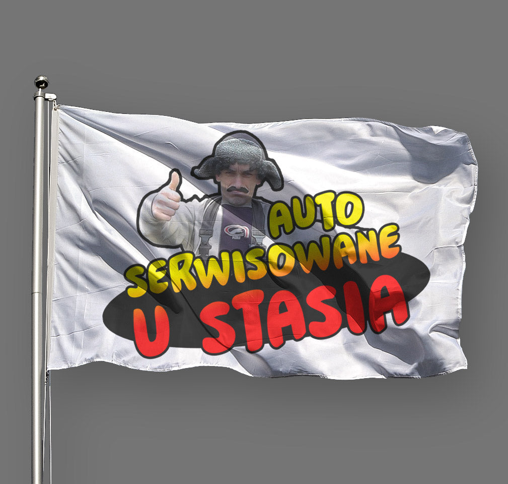 Flaga 100 / 70 cm AUTO SERVISOWANE U STASIA